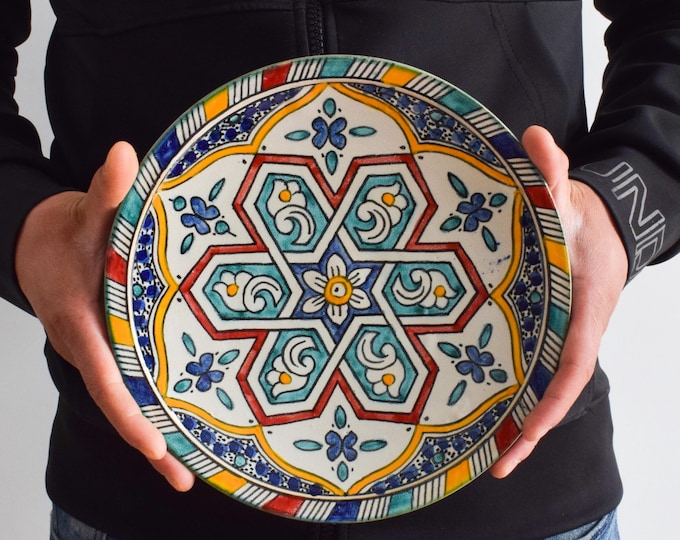 30cm Handcrafted Pottery Plate, Handmade Ceramic , Moroccan Plates, Dinning Plates, Serving Plates, Kitchen Decor, Kitchen Material, Gift