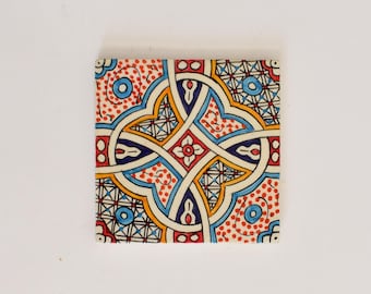 20x20Cm Ceramic Tile,  Moroccan Ceramic Tiles, Handpainted Piece of Ceramic, Ceramic Wall, Decorative Wall.
