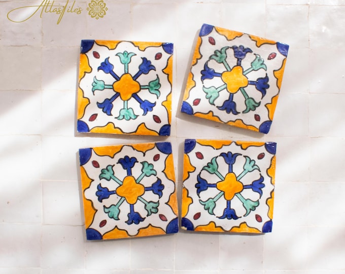 10x10Cm Ceramic Tile,  Moroccan Ceramic Tiles, Handpainted Piece of Ceramic, Ceramic Wall, Decorative Wall.