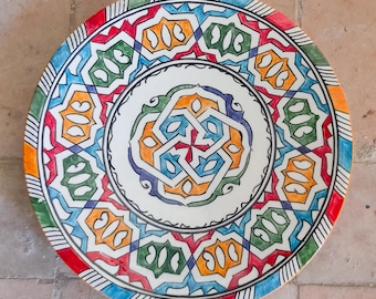 30cm Handcrafted Pottery Plate, Handmade Ceramic , Moroccan Plates, Dinning Plates, Serving Plates, Kitchen Decor, Kitchen Material, Gift