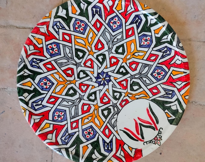 30cm Handcrafted Pottery Plate, Handmade Ceramic , Moroccan Plates, Dinning Plates, Serving Plates, Kitchen Decor, Kitchen Material, Gift
