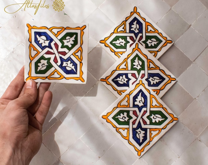 10x10Cm Ceramic Tile,  Moroccan Ceramic Tiles, Handpainted Piece of Ceramic, Ceramic Wall, Decorative Wall.