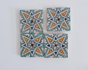 10x10Cm Ceramic Tile,  Moroccan Ceramic Tiles, Handpainted Piece of Ceramic, Ceramic Wall, Decorative Wall.