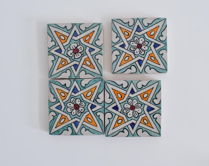 10x10Cm Ceramic Tile,  Moroccan Ceramic Tiles, Handpainted Piece of Ceramic, Ceramic Wall, Decorative Wall.