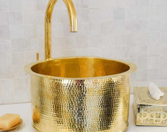 Single Bar Brass Sink for your Bathroom, Brass Handmade Moroccan Sink, Over counter Bathroom Sink, Water Sink, Undermount Sink, Drop in Sink