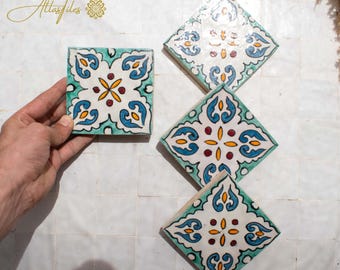 10x10Cm Ceramic Tile,  Moroccan Ceramic Tiles, Handpainted Piece of Ceramic, Ceramic Wall, Decorative Wall.