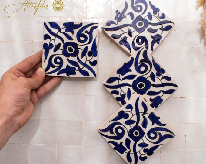 10x10Cm Ceramic Tile,  Moroccan Ceramic Tiles, Handpainted Piece of Ceramic, Ceramic Wall, Decorative Wall.