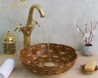 Ceramic Sink for Bathroom 100% Handmade,Best Deals Etsy,Vessel Sink,Custom Sink Vanity,Pottery Handmade Sinks for Bathroom Decoration.