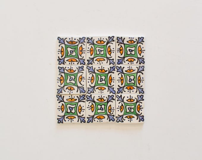 5x5 Cm Ceramic Tile,  Moroccan Ceramic Tiles, Handpainted Piece of Ceramic, Ceramic Wall, Decorative Wall.