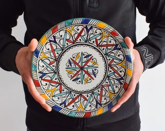30cm Handcrafted Pottery Plate, Handmade Ceramic , Moroccan Plates, Dinning Plates, Serving Plates, Kitchen Decor, Kitchen Material, Gift