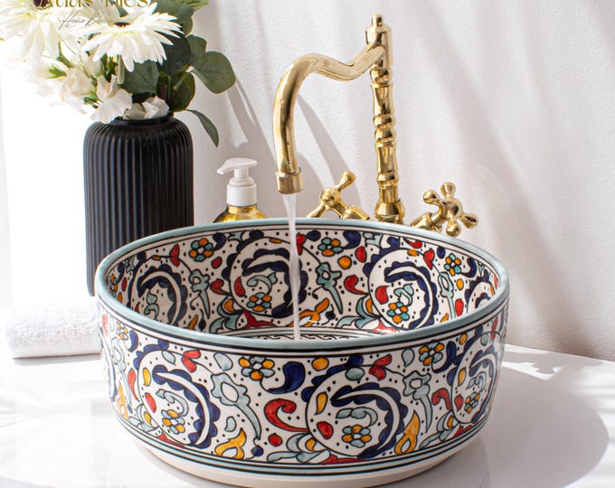 Ceramic Sink for Bathroom 100% Handmade,Best Deals Etsy,Vessel Sink,Custom Sink Vanity,Pottery Handmade Sinks for Bathroom Decoration.