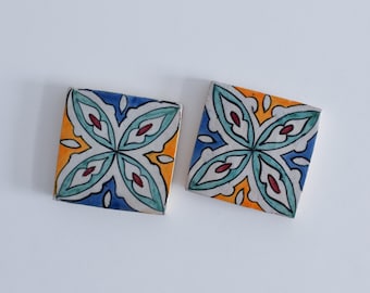 10x10Cm Ceramic Tile,  Moroccan Ceramic Tiles, Handpainted Piece of Ceramic, Ceramic Wall, Decorative Wall.