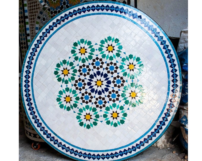 Dinner Mosaic Table for Outdoor Patio,Mosaic Table,Ceramic Table,Indoor & Outdoor Mosaic Table,Handcrafted Table,Personalized Tile Design