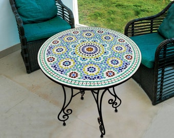 Mosaic Outdoor Table for Patio,Ceramic Table,Indoor Mosaic Table,Customizable Tile Design,Handcrafted Table,Tile Decor,Dining Table
