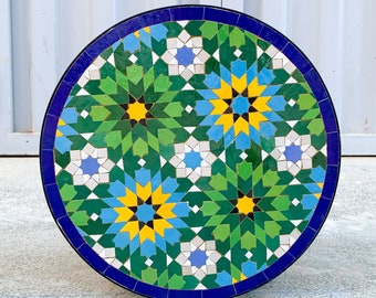 Mosaic Round Table handmade with natural Colors l Moroccan Table l Amazing Coffee & Dinner Mosaic Table l Customizable Designs