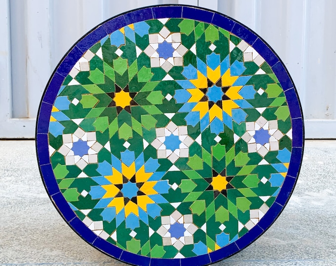 Mosaic Round Table handmade with natural Colors l Moroccan Table l Amazing Coffee & Dinner Mosaic Table l Customizable Designs