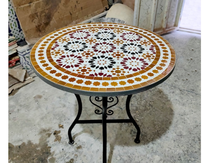 Moroccan Tile Table,Free Shipping,Ceramic Table, Amazing Indoor & Outdoor Mosaic, Personalized Tile Design,Handcrafted Table,Round Table,