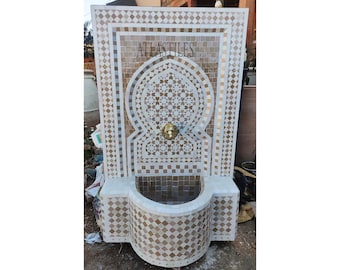 Outdoor Patio Fountain,Dreamy Angelic White Fountain,Moroccan Zellige Fountain,Handmade Zellige,Outdoor Tile Fountain,Patio Fountain