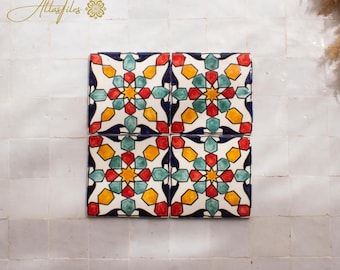 10x10Cm Ceramic Tile,  Moroccan Ceramic Tiles, Handpainted Piece of Ceramic, Ceramic Wall, Decorative Wall.