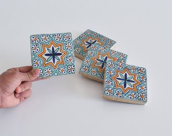 10x10Cm Ceramic Tile,  Moroccan Ceramic Tiles, Handpainted Piece of Ceramic, Ceramic Wall, Decorative Wall.