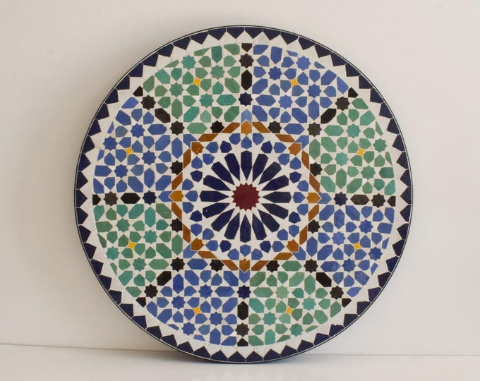 Mosaic Table for Outdoor Patio 100% Handmade,Round Mosaic Table,Ceramic Table,Customizable Table,Handcrafted Dinner and Coffee Table