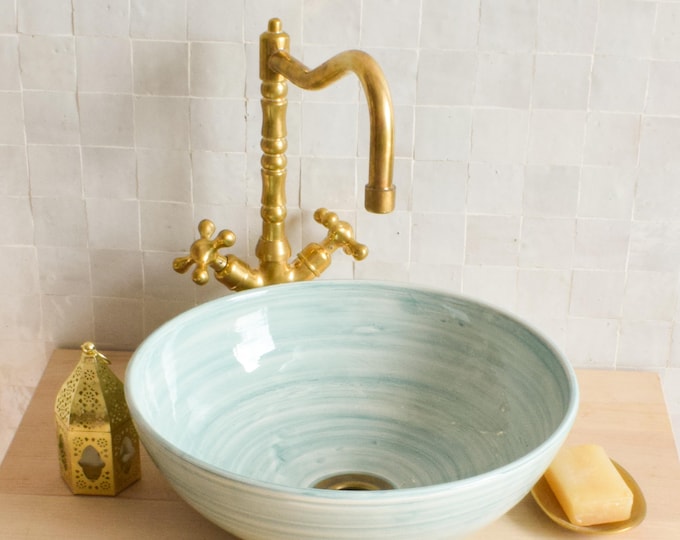Ceramic Sink for Bathroom 100% Handmade,Best Deals Etsy,Vessel Sink,Custom Sink Vanity,Pottery Handmade Sinks for Bathroom Decoration.