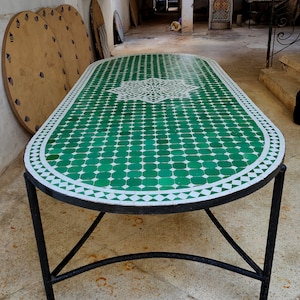 Emerald Green Garden Table,Marokańska terakota,Jasny kolor,Oferta specjalna,Spersonalizowane meble ogrodowe,Rękodzieło,Darmowa wysyłka,Prezent