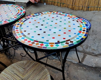 Outdoor Patio Mosaic Table 100%Handmade,Ceramic Table,Indoor Mosaic Table,Customizable Tile Design,Handcrafted Table,Tile Decor,Dining Table