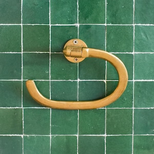 Portasciugamani in ottone, portasciugamani o porta carta igienica a parete, stile di mezza età, stile andaluso, stile marocchino
