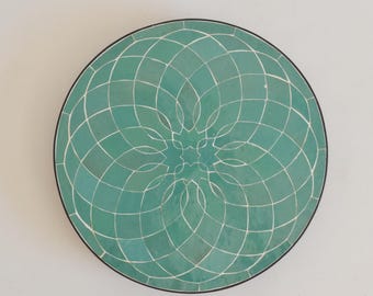 Green Mosaic Table for Outdoor Patio 100% Handmade,Round Mosaic Table,Ceramic Table,Customizable Table,Handcrafted Dinner and Coffee Table