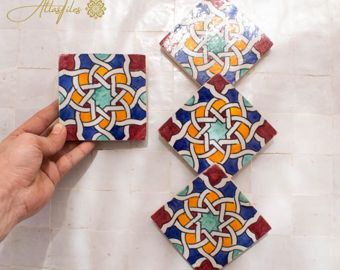 10x10Cm Ceramic Tile,  Moroccan Ceramic Tiles, Handpainted Piece of Ceramic, Ceramic Wall, Decorative Wall.