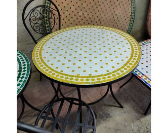 Little Mosaic Round Table handmade with natural Colors l Moroccan Table l Amazing Coffee & Dinner Mosaic Table l Customizable Designs