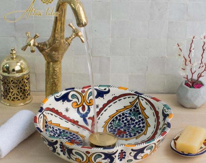 Ceramic Sink for Bathroom 100% Handmade,Best Deals Etsy,Vessel Sink,Custom Sink Vanity,Pottery Handmade Sinks for Bathroom Decoration.