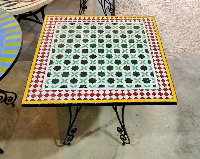 Garden Mosaic Table for dinner,Ceramic indoor & outdoor Table,Handcrafted personalized tile table,New design 2022