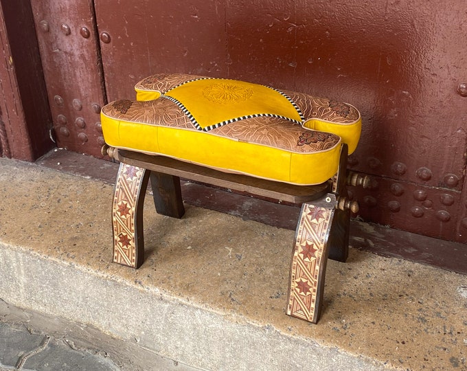 Brand New Camel Saddle,Ottoman Bench Seat Style,Leather Footrest,Foot Stool,Customize Your Own Chair,Gift for Parents,Bench Chair
