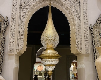 Personalized Pendant Brass Lightining, Moroccan Brass Lamp, Handmade Brass Lamp, Dinner room Light, Magestic Lantern Shade