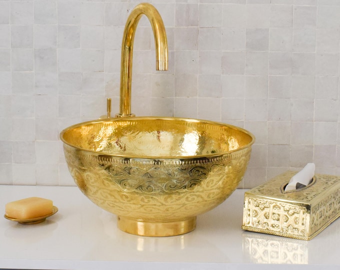Single Brass Sink for your Bathroom, Brass Handmade Moroccan Sink, Over counter Bathroom Sink, Water Sink, Undermount Sink, Drop in Sink