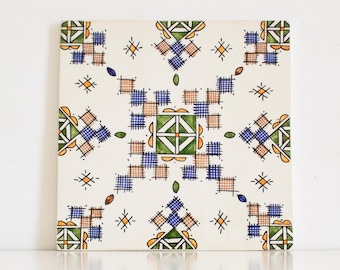 20x20Cm Ceramic Tile,  Moroccan Ceramic Tiles, Handpainted Piece of Ceramic, Ceramic Wall, Decorative Wall.
