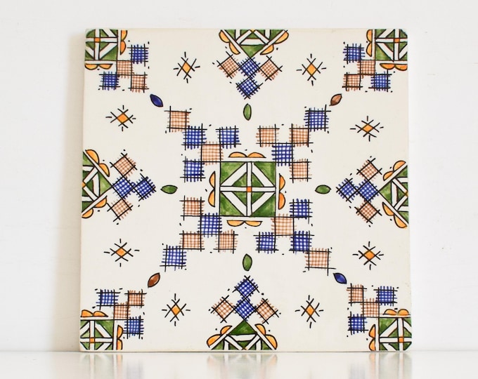 20x20Cm Ceramic Tile,  Moroccan Ceramic Tiles, Handpainted Piece of Ceramic, Ceramic Wall, Decorative Wall.