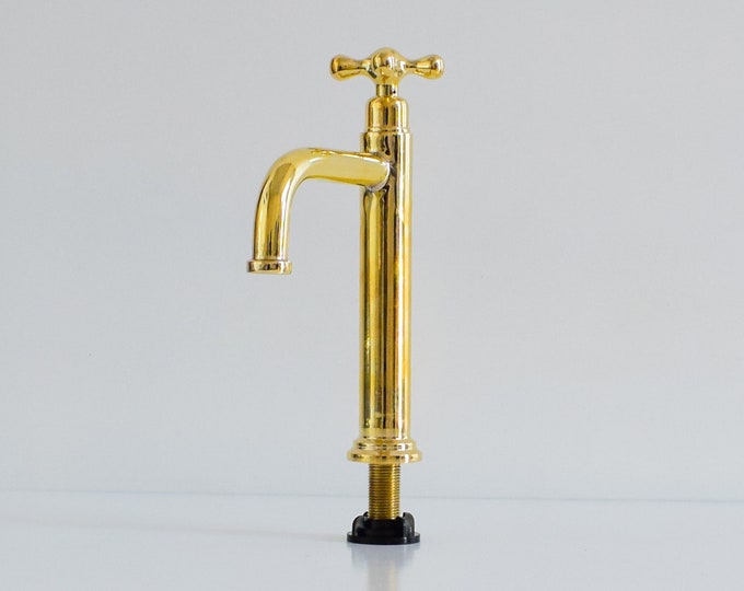 Unlacquered handmade Moroccan Solid Brass Gooseneck Faucet ,Handcrafted Bathroom Vessel Sink Faucet,Bathroom renovation material