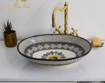 Black Ceramic Sink for Bathroom 100% Handmade,Best Deals Etsy,Vessel Sink,Custom Sink Vanity,Pottery Handmade Sinks for Bathroom Decoration