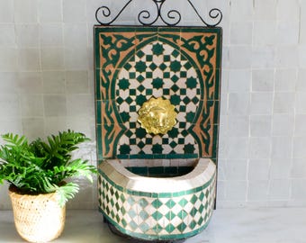 Small Cute Fountain for Outdoor Patio, 100% Handmade Mosaic Fountain,Customizable Couple Gift,Home decoration