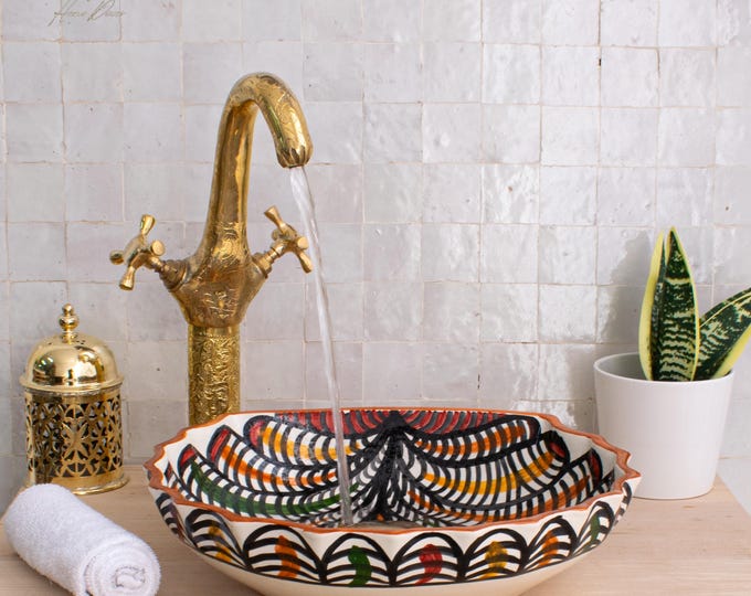 Ceramic Sink for Bathroom 100% Handmade,Best Deals Etsy,Vessel Sink,Custom Sink Vanity,Pottery Handmade Sinks for Bathroom Decoration.