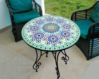 Mosaic Outdoor Table for Patio,Ceramic Table,Indoor Mosaic Table,Customizable Tile Design,Handcrafted Table,Tile Decor,Dining Table