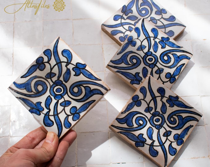10x10Cm Ceramic Tile,  Moroccan Ceramic Tiles, Handpainted Piece of Ceramic, Ceramic Wall, Decorative Wall.