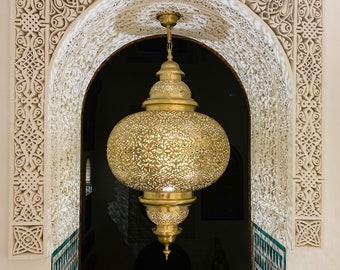 Personalized Pendant Brass Lightining, Moroccan Brass Lamp, Handmade Brass Lamp, Dinner room Light, Magestic Lantern Shade