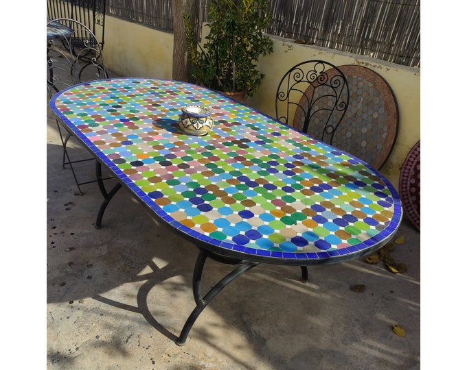 The Magical Garden Table,Moroccan Terracotta,Bright Color,Special Offer,Personalized Tile Design,Handcrafted Table,Round Table,Free Shipping