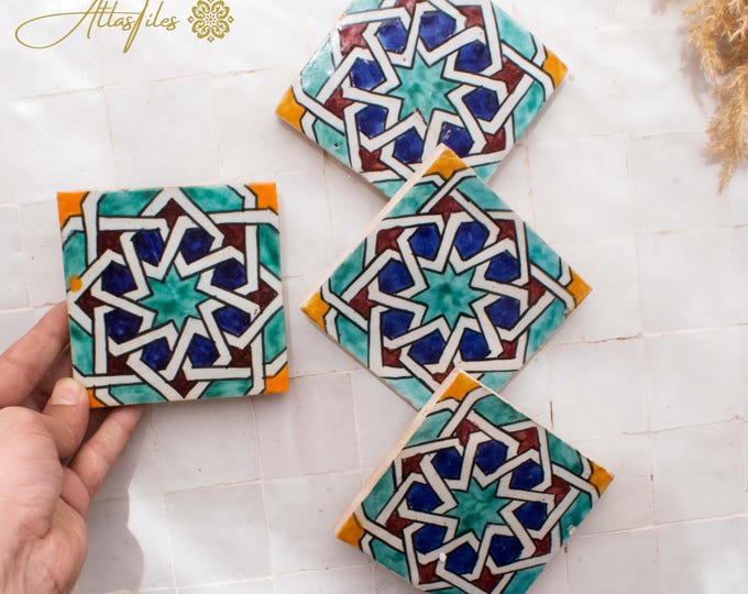 10x10Cm Ceramic Tile,  Moroccan Ceramic Tiles, Handpainted Piece of Ceramic, Ceramic Wall, Decorative Wall.
