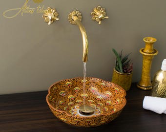 Ceramic Sink for Bathroom 100% Handmade,Best Deals Etsy,Vessel Sink,Custom Sink Vanity,Pottery Handmade Sinks for Bathroom Decoration.