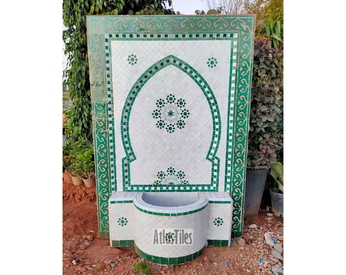 Artistic Mosaic Fountain 100% Handmade l Natural colors l Patio Furniture l Moroccan Zellige l Party Decor l Patio decor l Outside decor